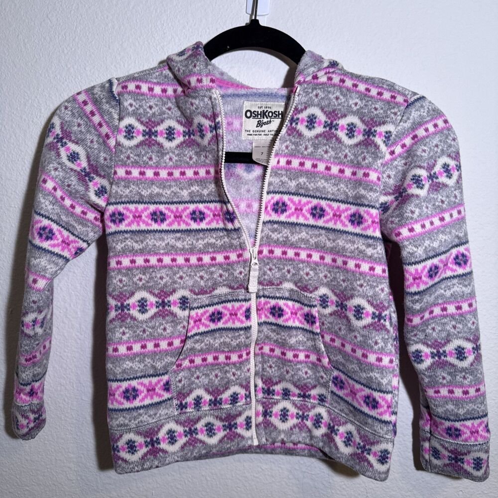 Oshkosh B’gosh Fleece Lined Winter Hooded Zipper Sweater Size 7